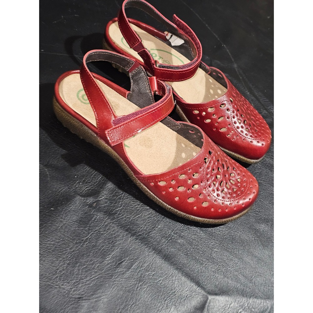 Naot Womens Arataki Rumba Red Closed Toe Slingback Leather Shoes‎ Sandals 35 4
